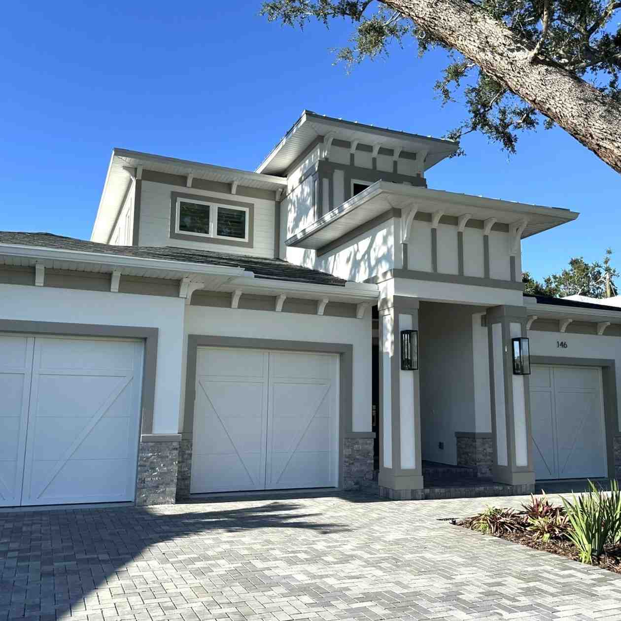 Modern house with garage doors